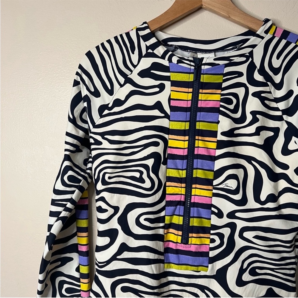 Trina‎ Turk One Piece Zip Up Long Sleeve Swimsuit Zebra Print - Picture 3 of 6